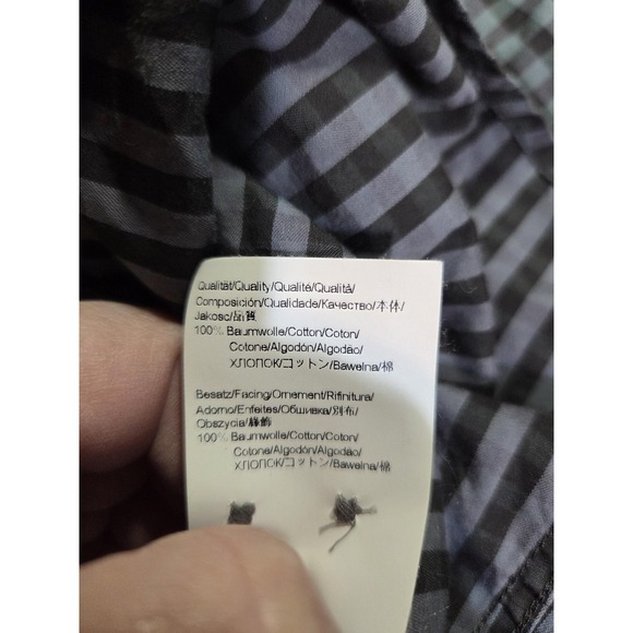 BOSS Hugo Boss Shirt Mens‎ Large Gray Black Gingham Check Slim Fit Button Up - Picture 10 of 11